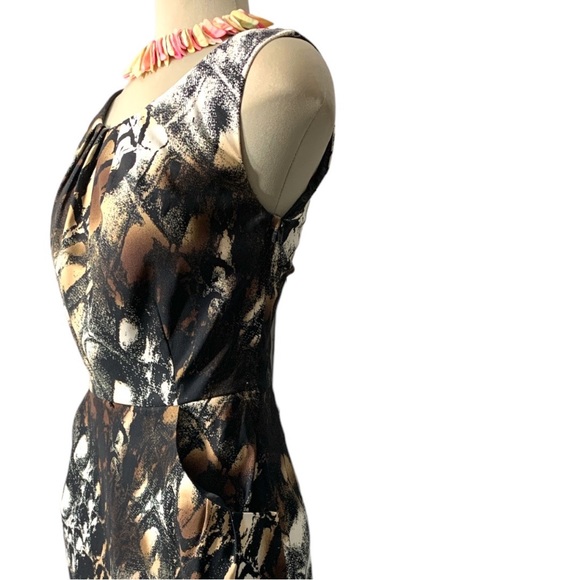 CONNECTED APPAREL Brown and Beige Sleeveless Dress Size 12 - Picture 3 of 15